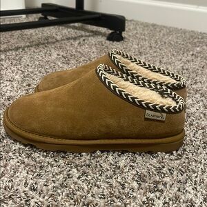 BearPaw Brown Suede Slippers with Cream Lining